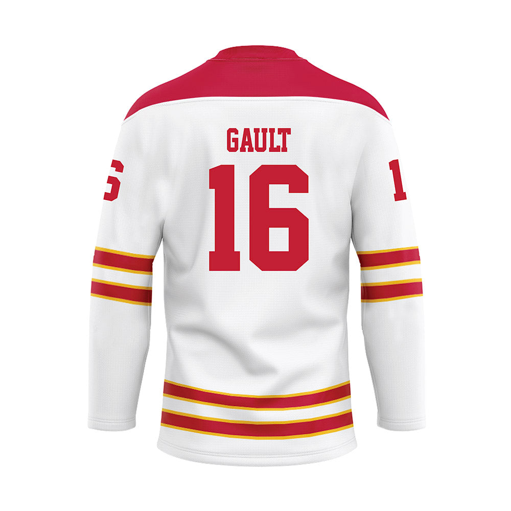 Ferris State - NCAA Men's Ice Hockey : Caiden Gault - 2024 White Hockey Jersey-1