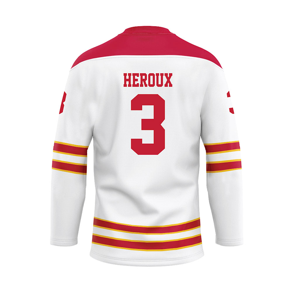 Ferris State - NCAA Men's Ice Hockey : Logan Heroux - 2024 White Hockey Jersey-1