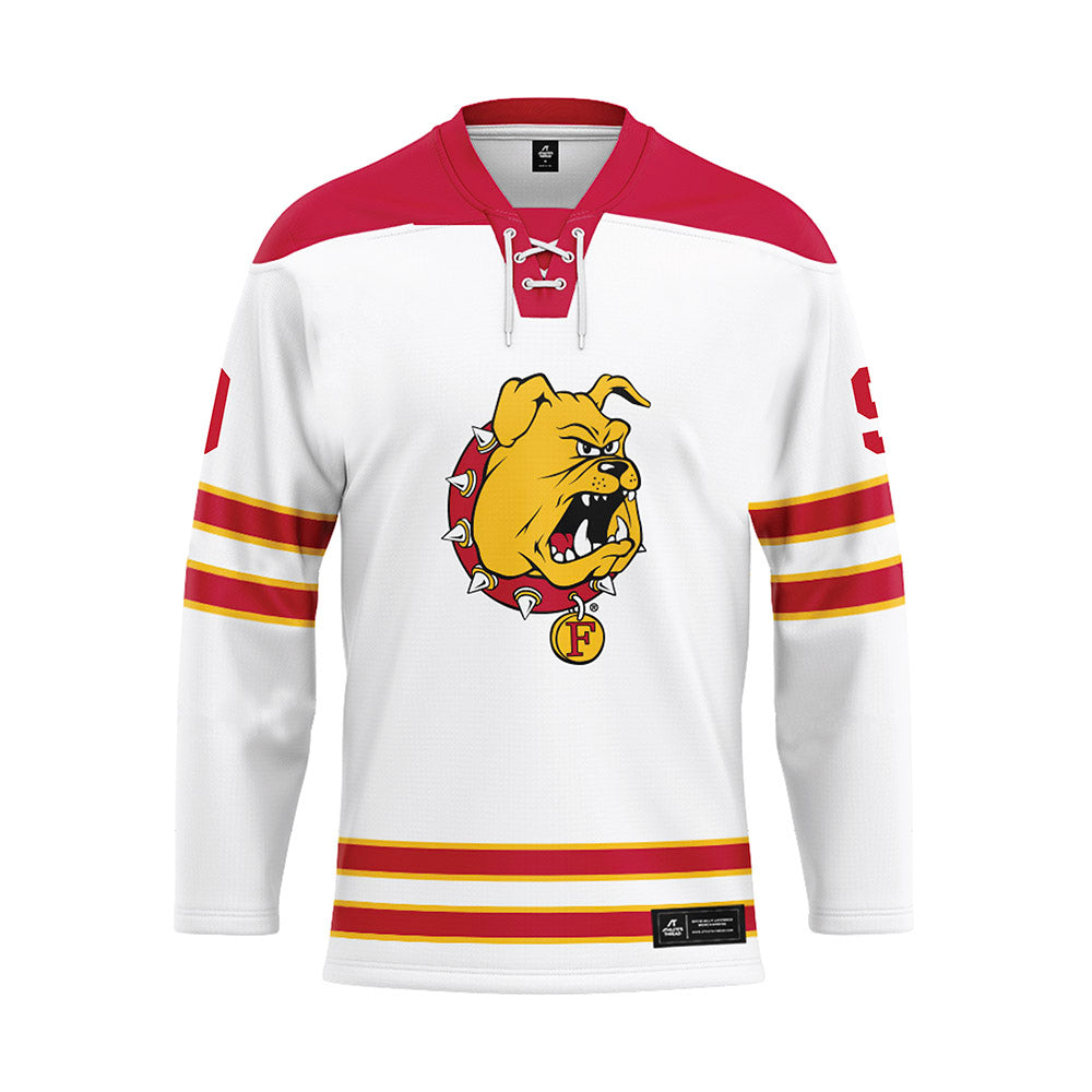 Ferris State - NCAA Men's Ice Hockey : Nick Nardecchia - 2024 White Hockey Jersey-0
