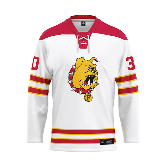 Ferris State - NCAA Men's Ice Hockey : Hobie Hedquist - 2024 White Hockey Jersey-0