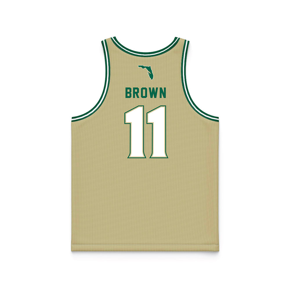 USF - NCAA Men's Basketball : CJ Brown - Gold Basketball Jersey