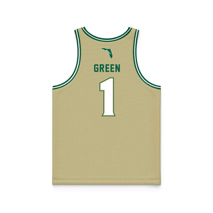 USF - NCAA Men's Basketball : De'Ante Green - Gold Basketball Jersey