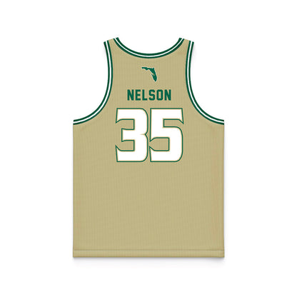 USF - NCAA Men's Basketball : Izaiyah Nelson - Gold Basketball Jersey-1