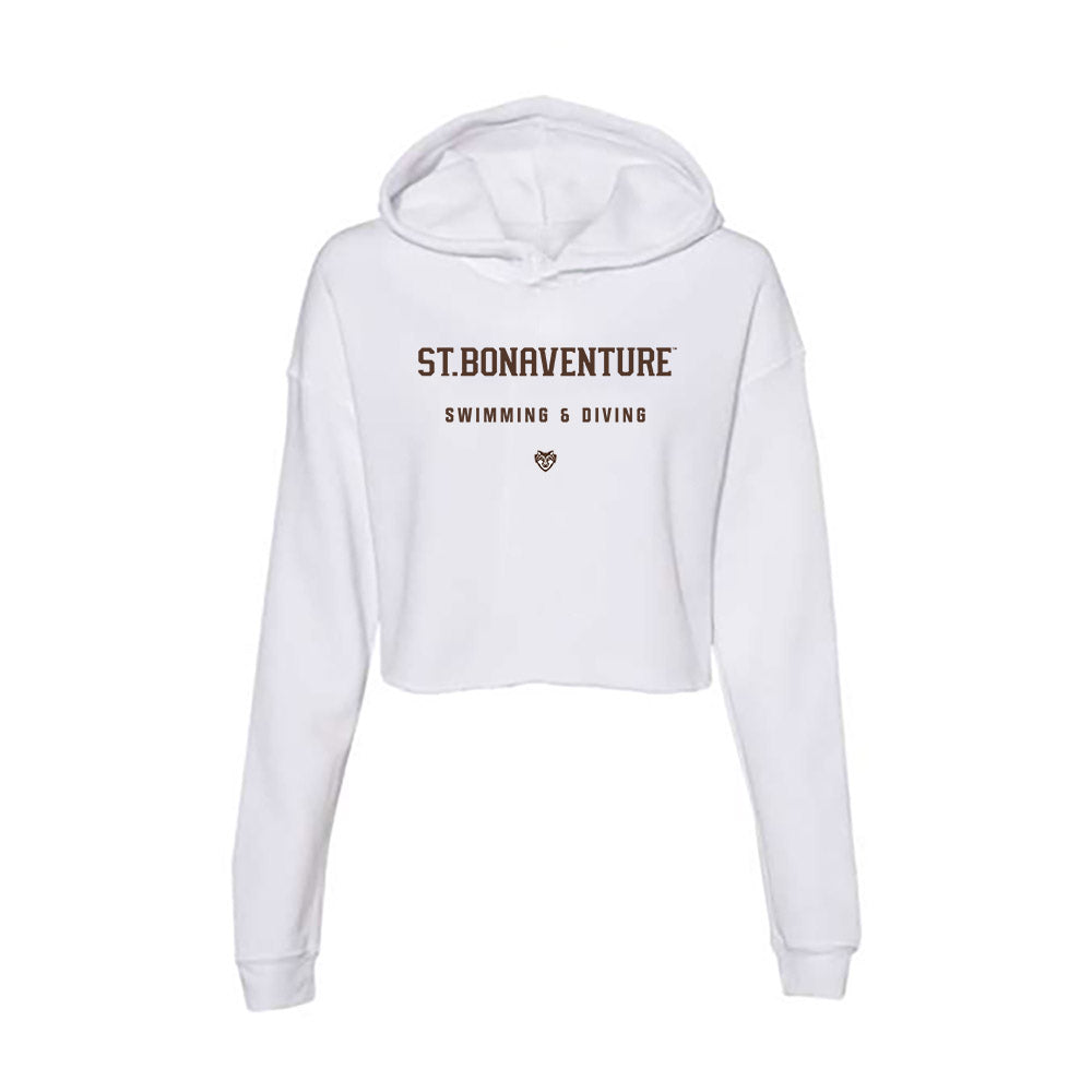 St. Bonaventure - NCAA Men's Swimming & Diving : Brady Huettl - Women's Crop Fleece Hoodie-0