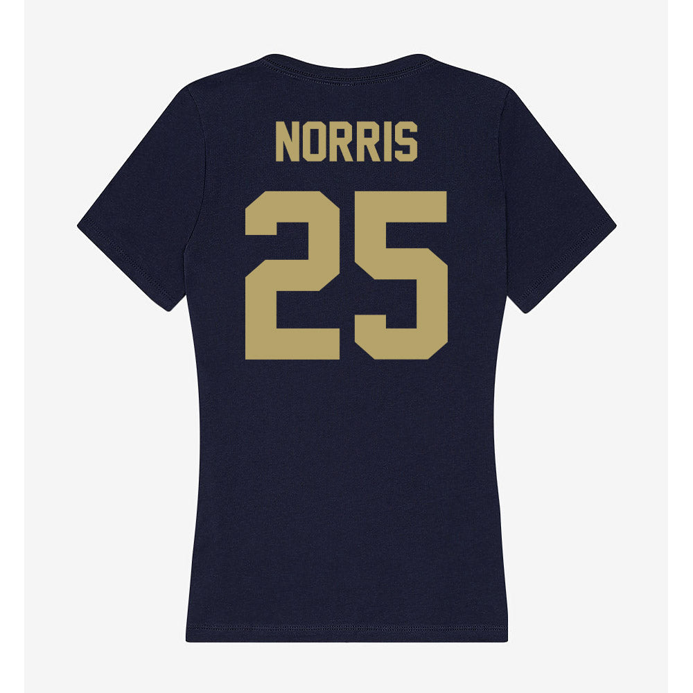 UC Davis - NCAA Women's Basketball : Megan Norris - Women's V-Neck T-Shirt-1