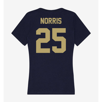 UC Davis - NCAA Women's Basketball : Megan Norris - Women's V-Neck T-Shirt-1