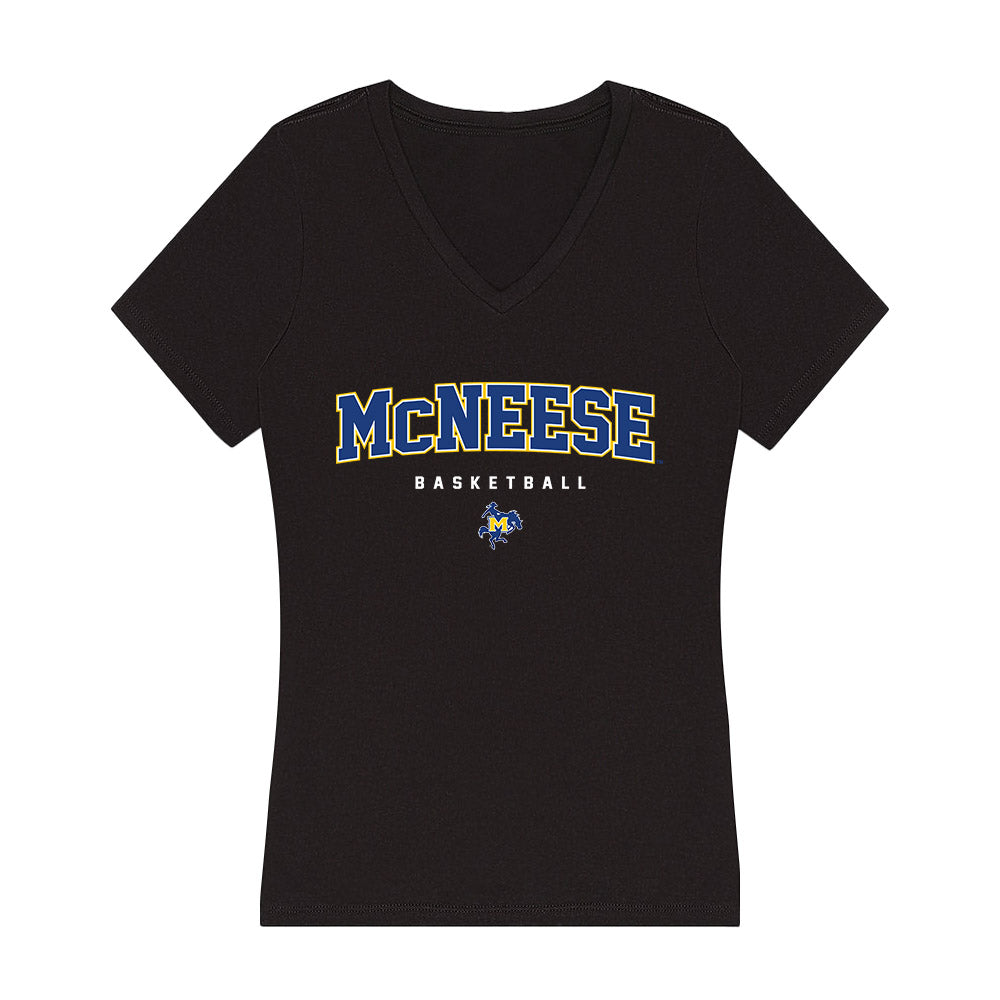 McNeese State - NCAA Women's Basketball : Azjah Reeves - Women's V-Neck T-Shirt-0