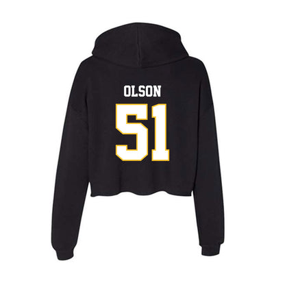 PLU - NCAA Baseball : Charlie Olson - Women's Crop Fleece Hoodie-1