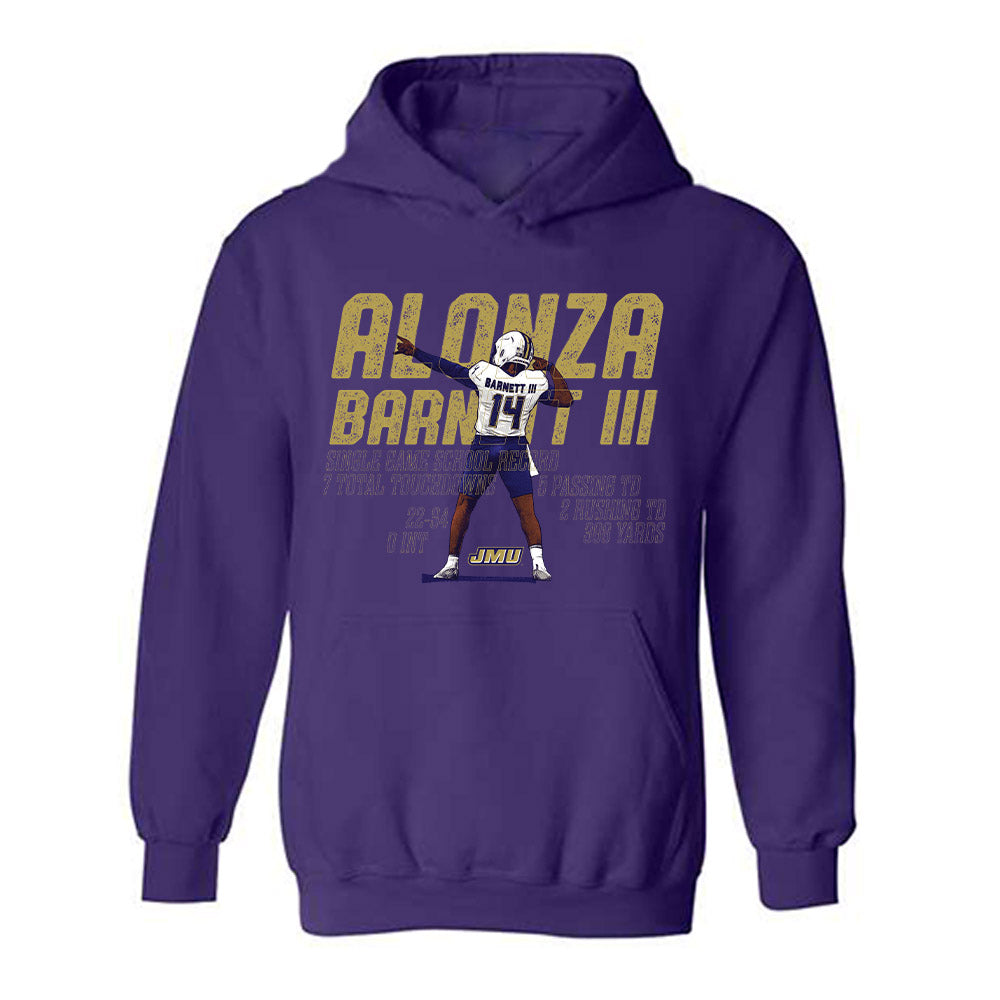 JMU - NCAA Football : Alonza Barnett III - Single-Game Record v1 Hooded Sweatshirt