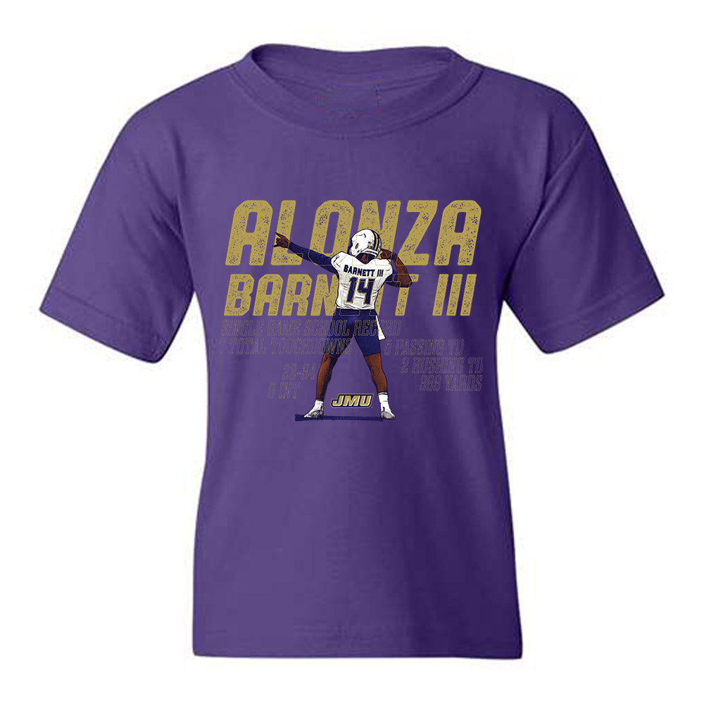 JMU - NCAA Football : Alonza Barnett III - Single-Game Record v1 Youth T-Shirt