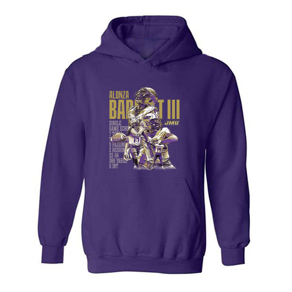 JMU - NCAA Football : Alonza Barnett III - Single-Game Record v2 Hooded Sweatshirt