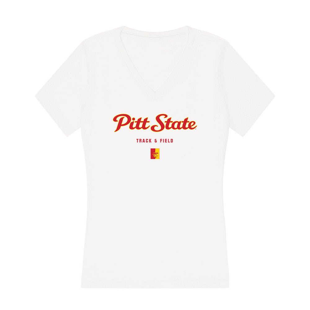 Pitt State - NCAA Men's Track & Field : Jack Haukap - Women's V-Neck T-Shirt-0