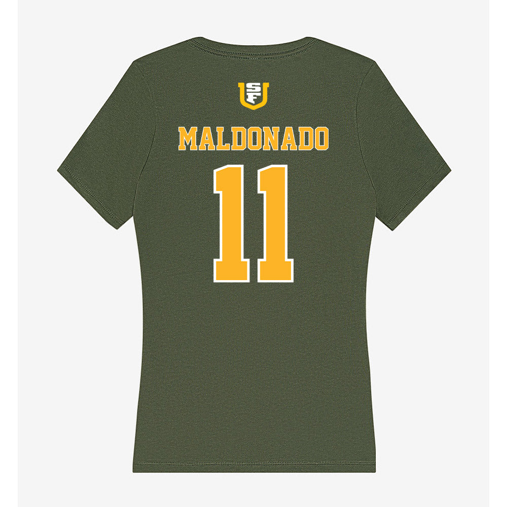 USFCA - NCAA Men's Soccer : Chris Maldonado - Women's V-Neck T-Shirt-1