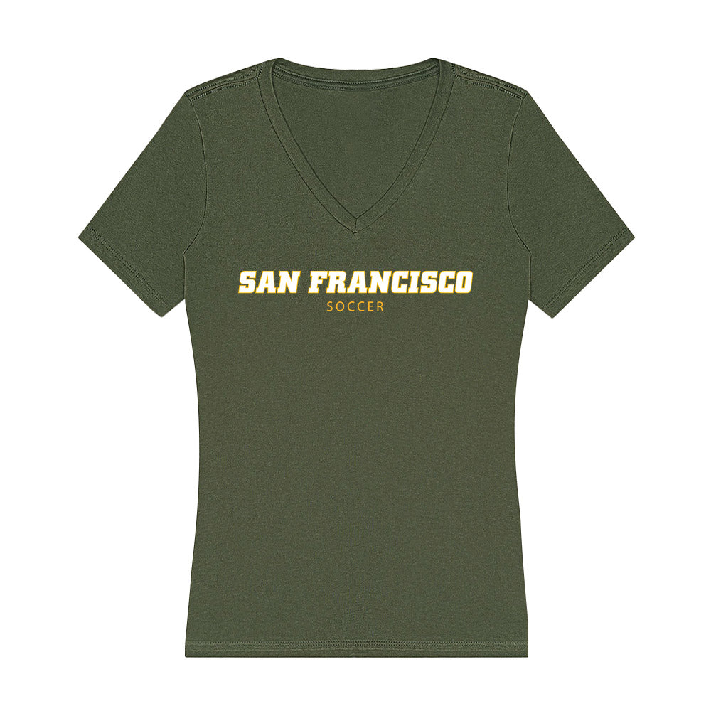 USFCA - NCAA Men's Soccer : Jaggar Judkins - Women's V-Neck T-Shirt-0