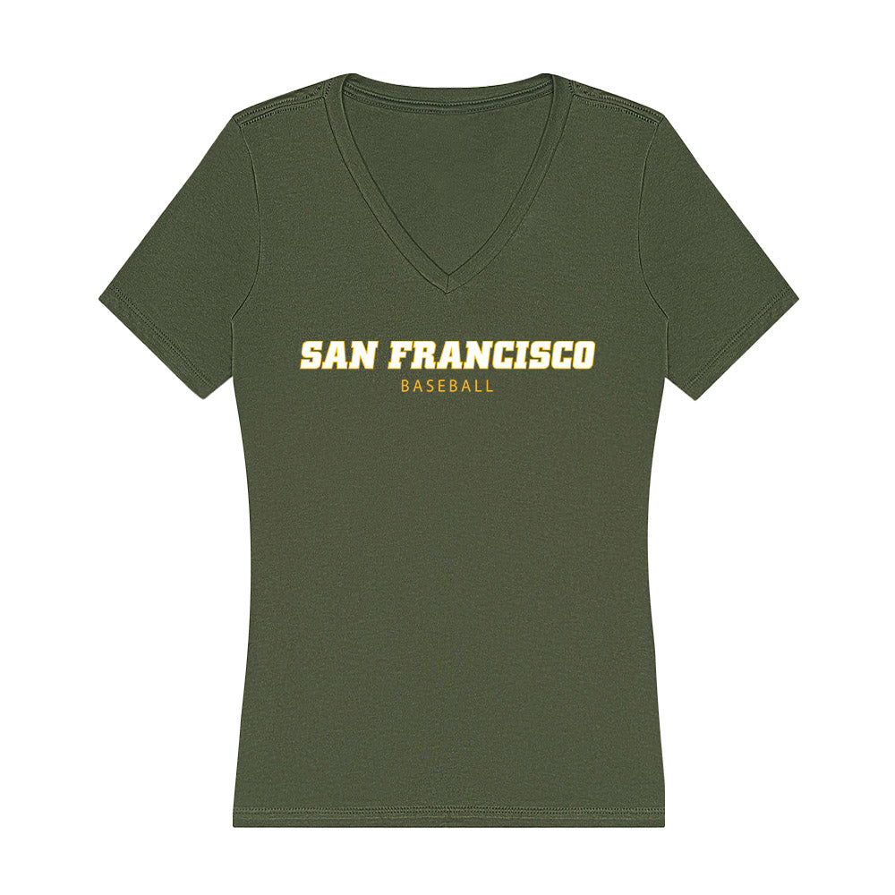 USFCA - NCAA Baseball : Jordan Lewis - Women's V-Neck T-Shirt-0