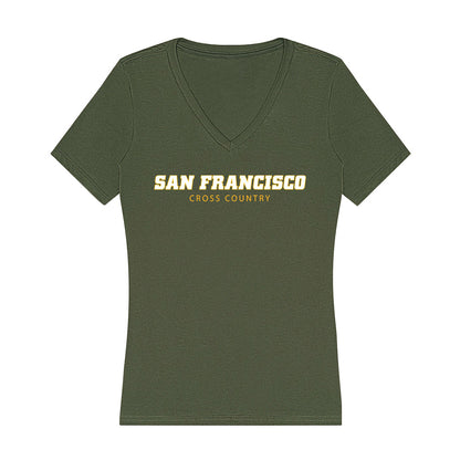 USFCA - NCAA Men's Cross Country : Herbie Johnson - Women's V-Neck T-Shirt-0