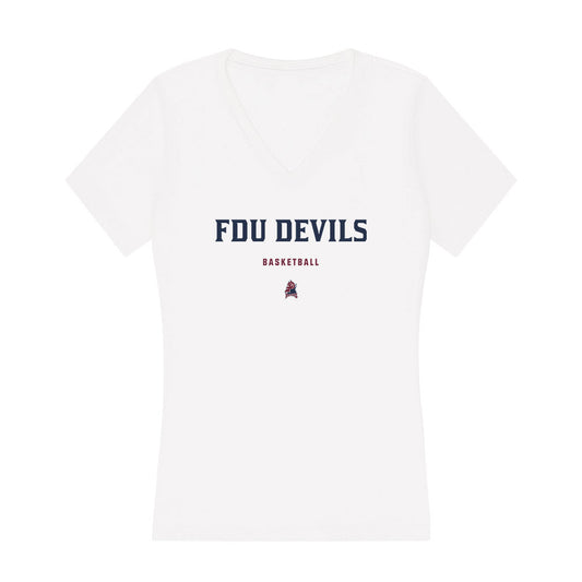 FDU - NCAA Men's Basketball : Frankie Denvir - Women's V-Neck T-Shirt-0