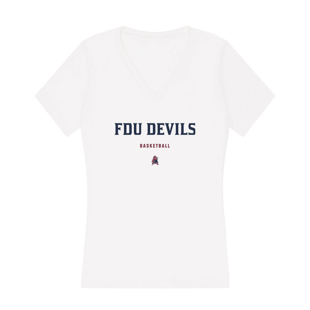 FDU - NCAA Men's Basketball : Sean Moore - Women's V-Neck T-Shirt-0