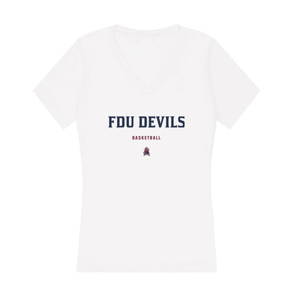 FDU - NCAA Men's Basketball : Sean Moore - Women's V-Neck T-Shirt-0