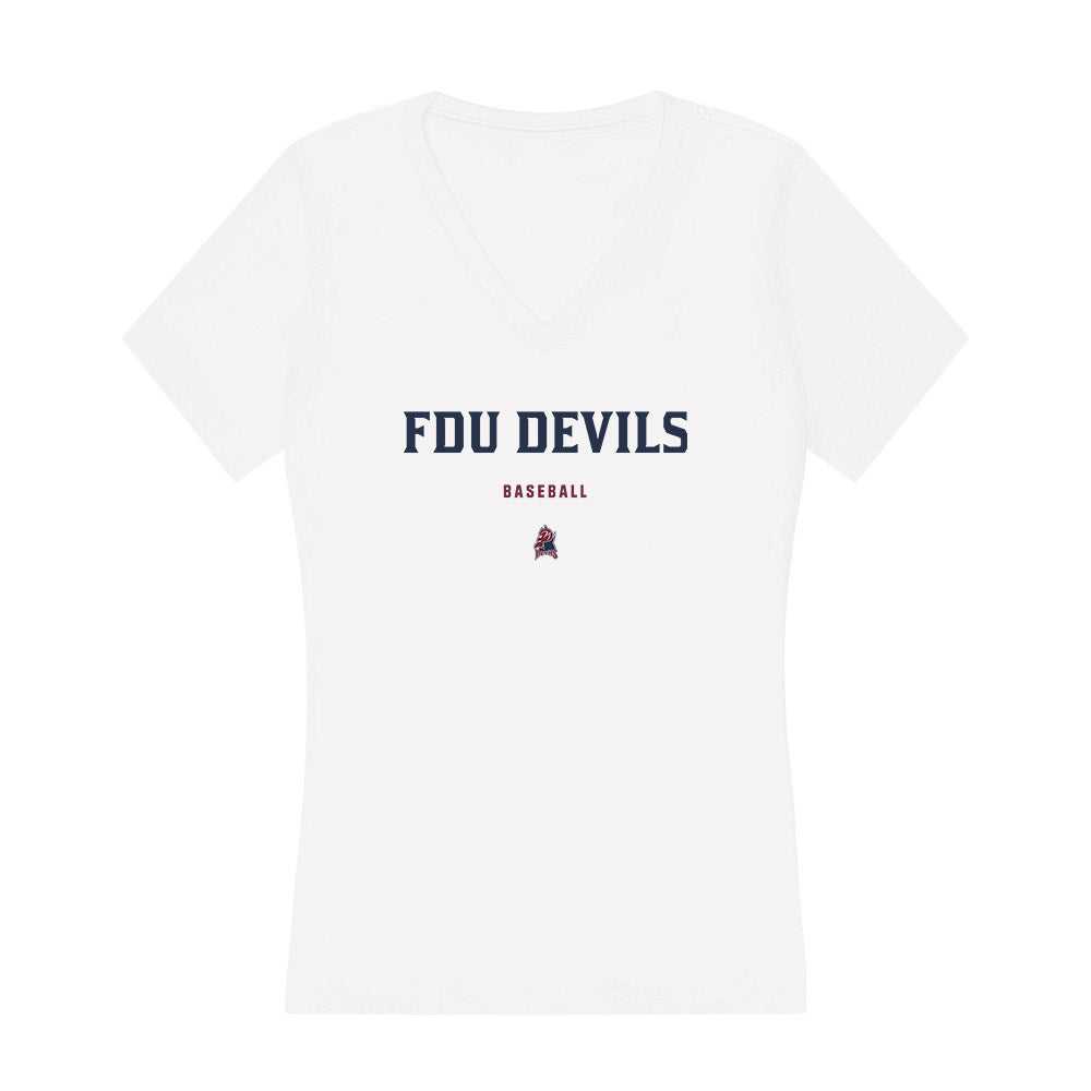 FDU - NCAA Baseball : Aaron Santos - Women's V-Neck T-Shirt-0