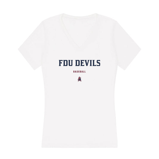 FDU - NCAA Baseball : Aaron Santos - Women's V-Neck T-Shirt-0