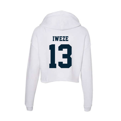Utah State - NCAA Men's Basketball : David Iweze - Women's Crop Fleece Hoodie-1