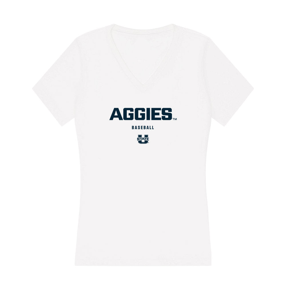 Utah State - NCAA Baseball : Davis Whetten - Women's V-Neck T-Shirt-0
