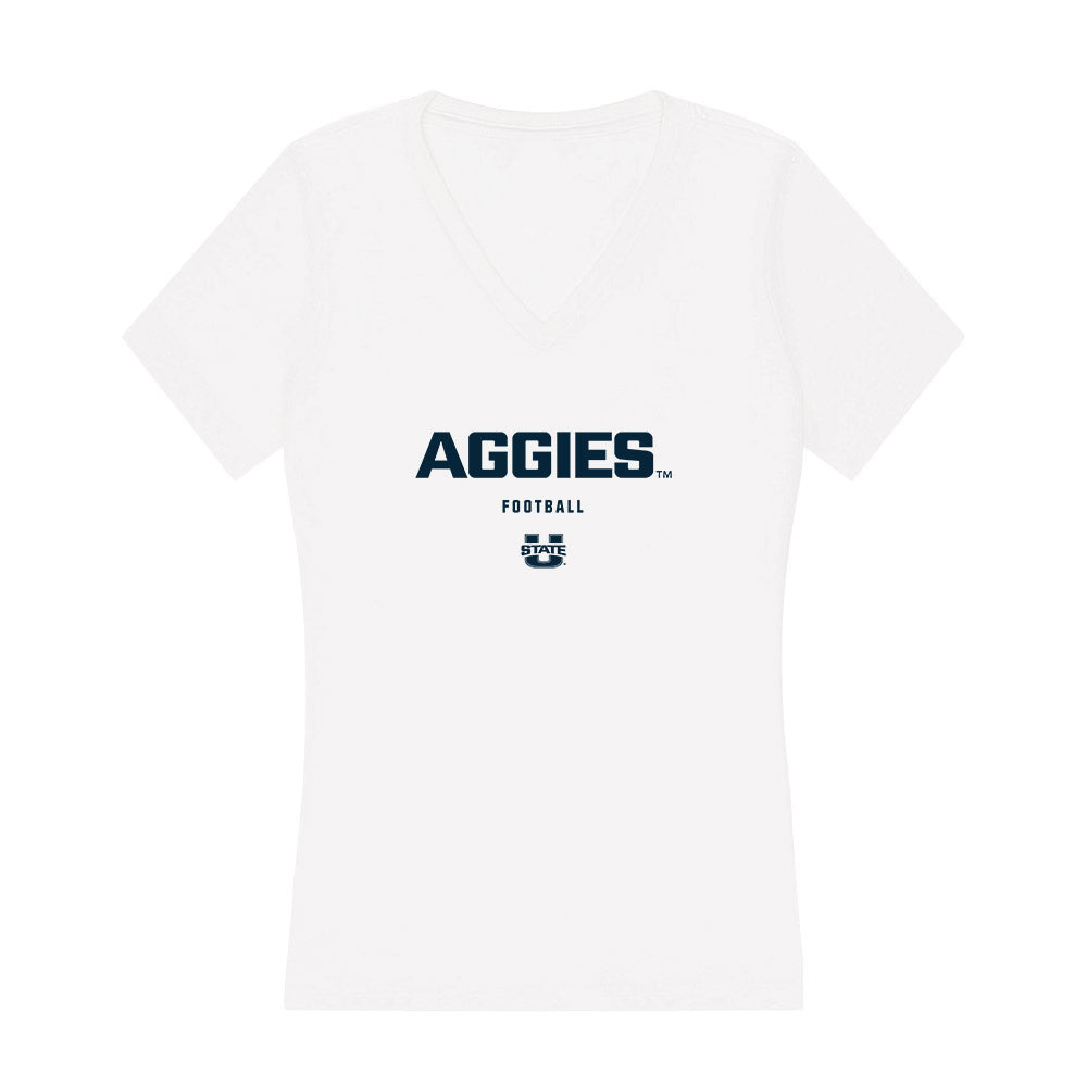 Utah State - NCAA Football : Bryson Barnes - Women's V-Neck T-Shirt-0