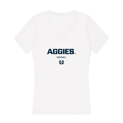 Utah State - NCAA Football : Bryson Barnes - Women's V-Neck T-Shirt-0