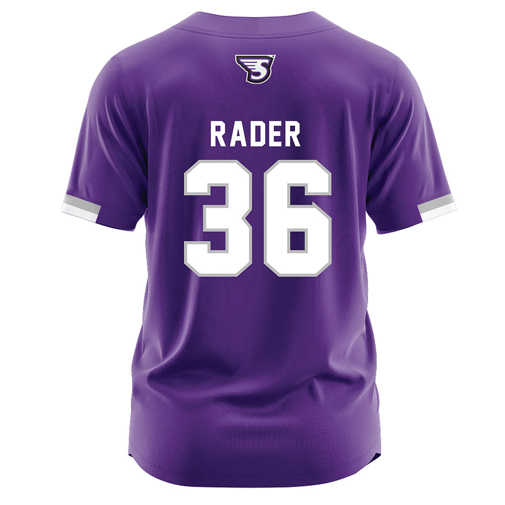 Stonehill - NCAA Baseball : Brayden Rader - Purple Jersey-1