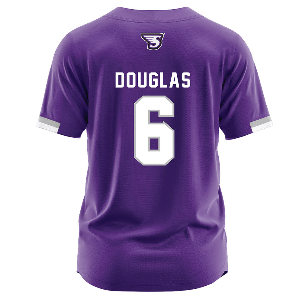 Stonehill - NCAA Baseball : Ryan Douglas - Purple Jersey-1