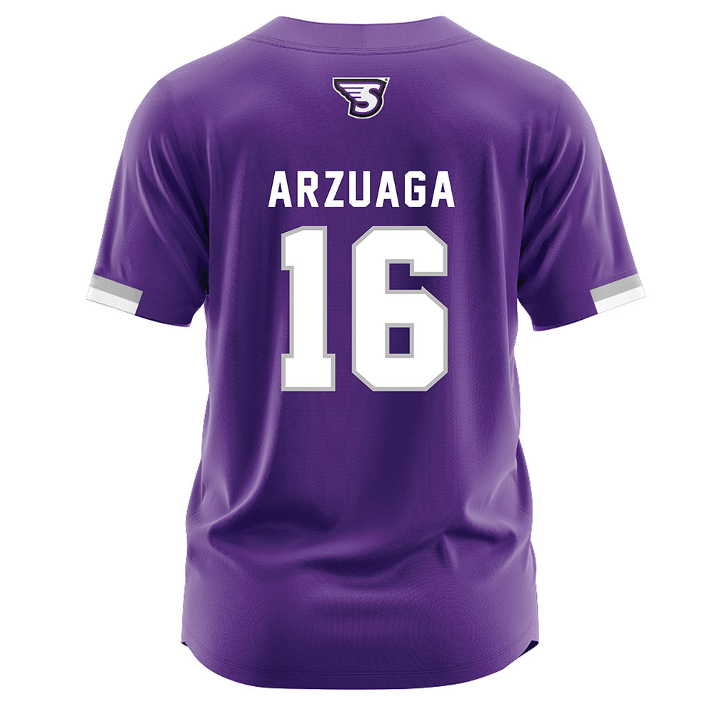 Stonehill - NCAA Baseball : Giovanni Arzuaga - Purple Jersey-1