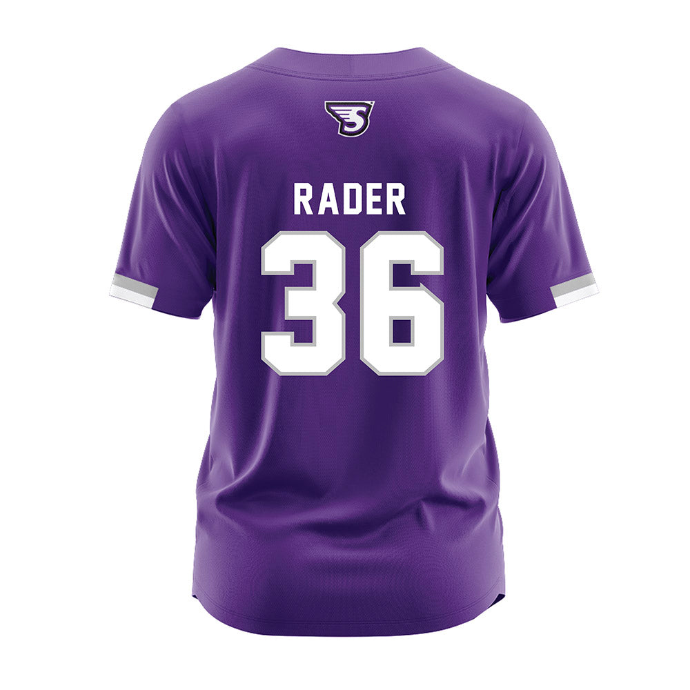 Stonehill - NCAA Baseball : Brayden Rader - Purple Baseball Jersey-1