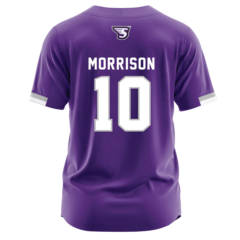 Stonehill - NCAA Baseball : Cam Morrison - Purple Jersey-1