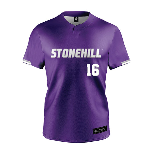 Stonehill - NCAA Baseball : Giovanni Arzuaga - Purple Baseball Jersey-0