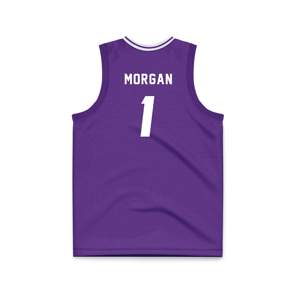 Stonehill - NCAA Men's Basketball : Joshua Morgan - Purple Basketball Jersey-1
