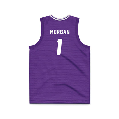 Stonehill - NCAA Men's Basketball : Joshua Morgan - Purple Basketball Jersey-1