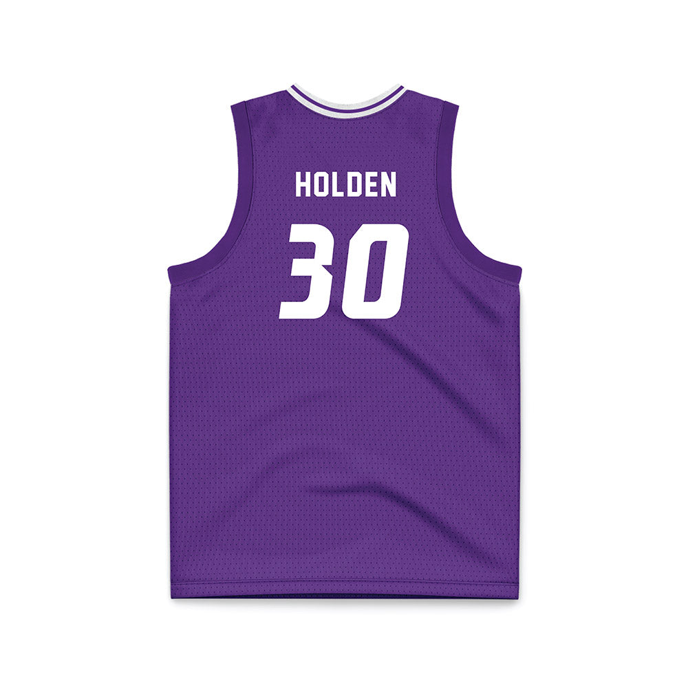 Stonehill - NCAA Men's Basketball : Anthony Holden - Purple Basketball Jersey-1