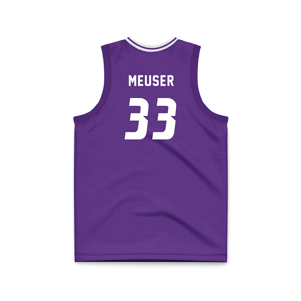 Stonehill - NCAA Men's Basketball : Ethan Meuser - Purple Basketball Jersey-1