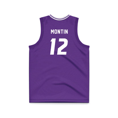 Stonehill - NCAA Men's Basketball : Eino Montin - Purple Basketball Jersey-1