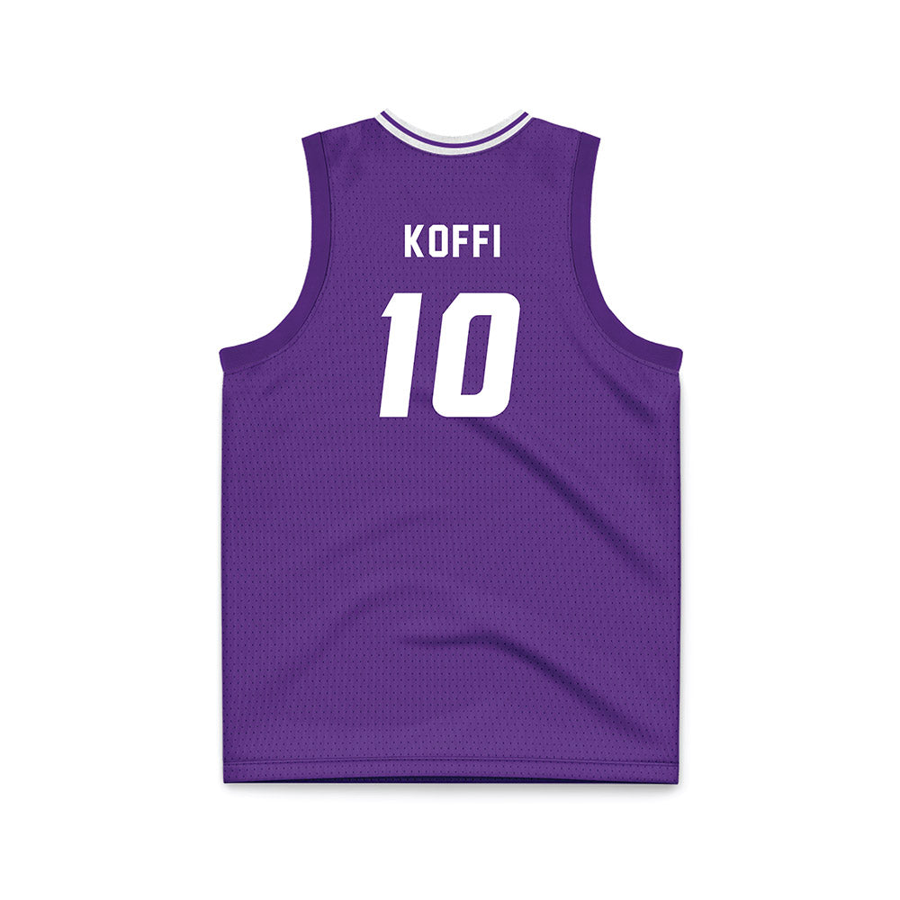 Stonehill - NCAA Men's Basketball : Hermann Koffi - Purple Basketball Jersey-1