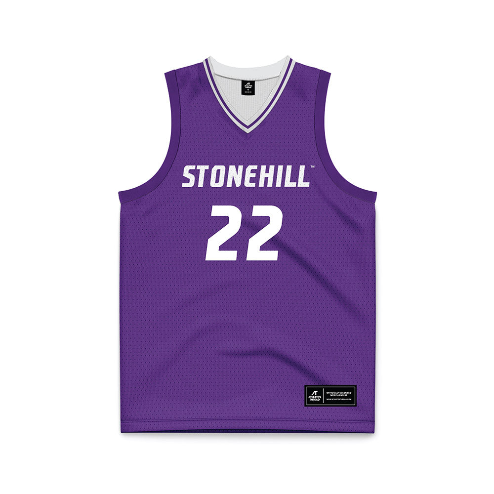 Stonehill - NCAA Men's Basketball : Charles Diamantis - Purple Basketball Jersey-0