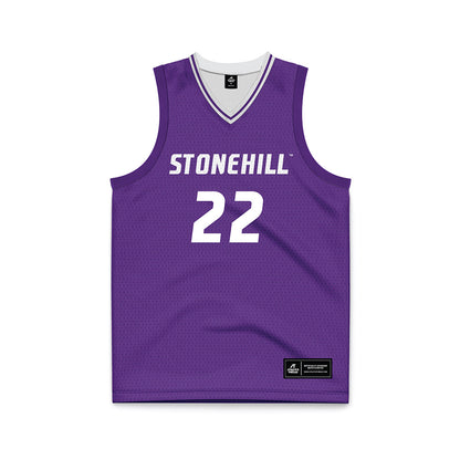 Stonehill - NCAA Men's Basketball : Charles Diamantis - Purple Basketball Jersey-0