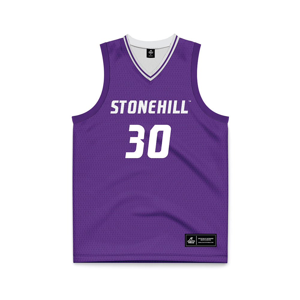 Stonehill - NCAA Men's Basketball : Anthony Holden - Purple Basketball Jersey-0