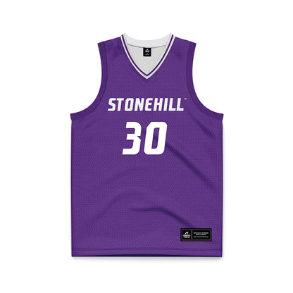 Stonehill - NCAA Men's Basketball : Anthony Holden - Purple Basketball Jersey-0
