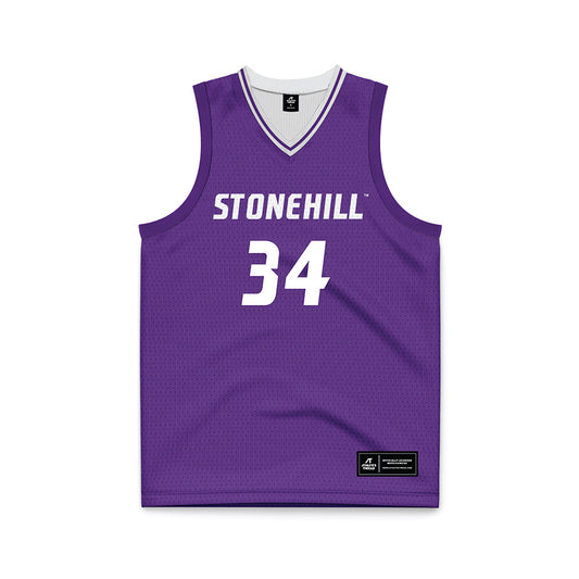 Stonehill - NCAA Men's Basketball : Neal Marquardt - Purple Basketball Jersey-0