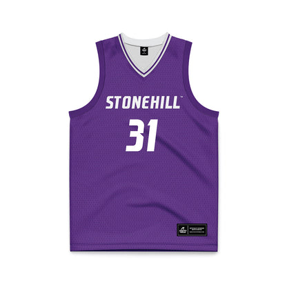 Stonehill - NCAA Men's Basketball : Pearse McGuinn - Purple Basketball Jersey-0