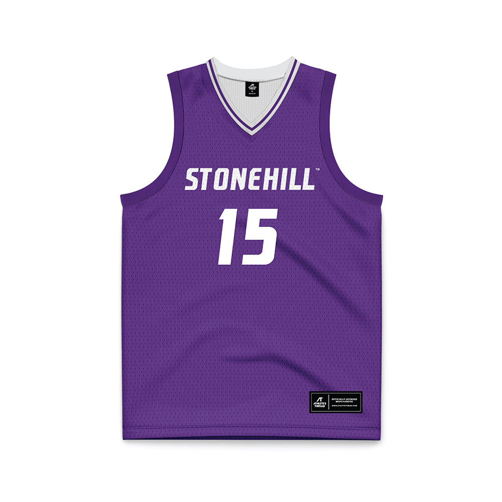 Stonehill - NCAA Men's Basketball : Norbu Jenpa - Purple Basketball Jersey-0