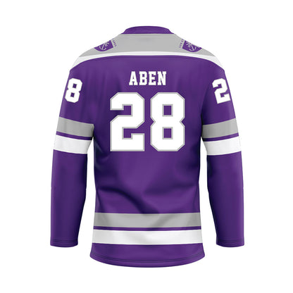 Stonehill - NCAA Men's Ice Hockey : Zachary Aben - Purple Hockey Jersey-1