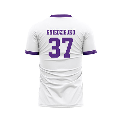 Stonehill - NCAA Men's Soccer : Patryk Gniedziejko - White Soccer Jersey-1